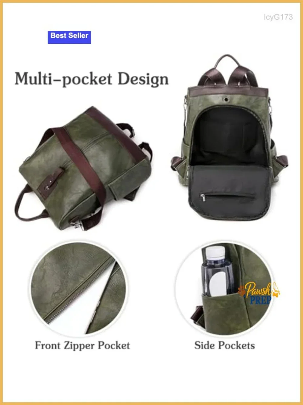 Women's Anti-Theft Backpack with Earphone Hole Water-Repellent PU Leather